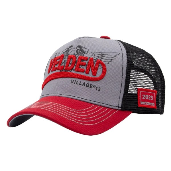 king-kerosin-trucker-cap-velden-village-grau-rot
