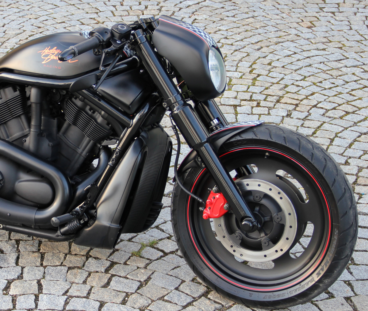 Night Rod Schwarz Glanz Paar ZRide Gabelcover Harley Davidson V-Rod 
