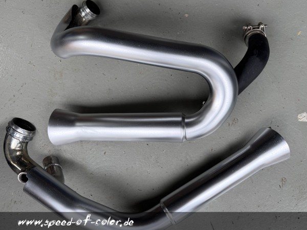 Krümmer + Krümmerabdeckung silber V-Rod Muscle komplett